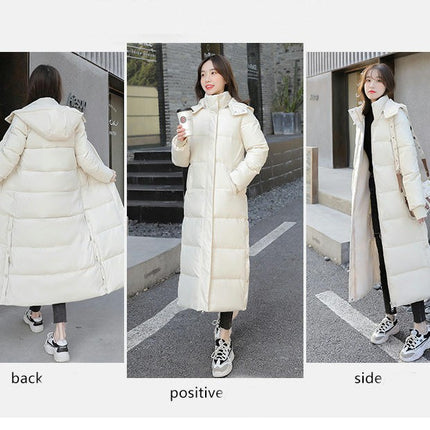 Women's Hooded Long Down Jacket Thickened Maxi Puffer Coat Quilted Outerwear