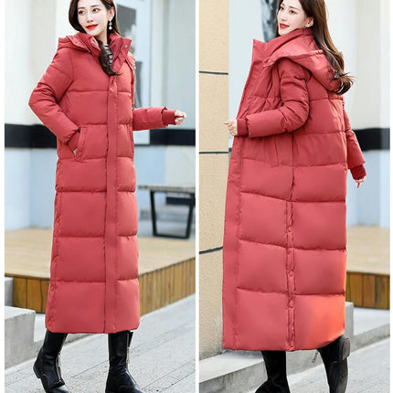 Women's Hooded Long Down Jacket Thickened Maxi Puffer Coat Quilted Outerwear