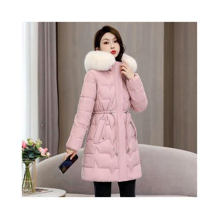 Women's Long Winter Puffer Coat Padded Down Jacket with Faux Fur Hood