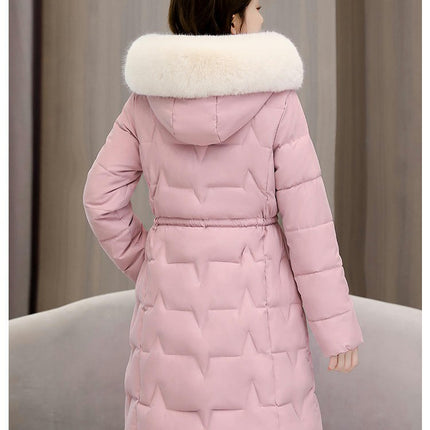 Women's Long Winter Puffer Coat Padded Down Jacket with Faux Fur Hood