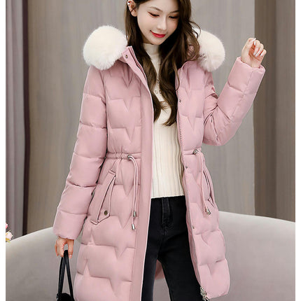 Women's Long Winter Puffer Coat Padded Down Jacket with Faux Fur Hood