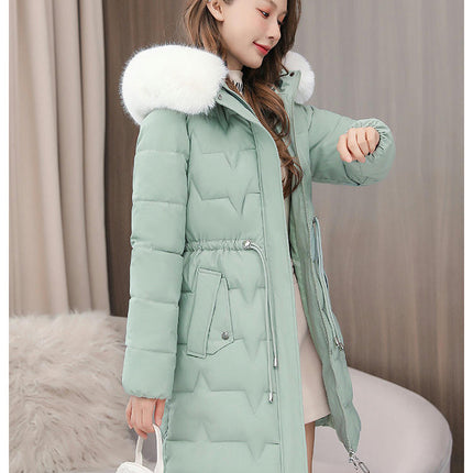 Women's Long Winter Puffer Coat Padded Down Jacket with Faux Fur Hood