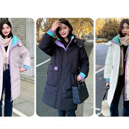 Women's Winter Hooded Padded Coat Long Puffer Jacket Outwear