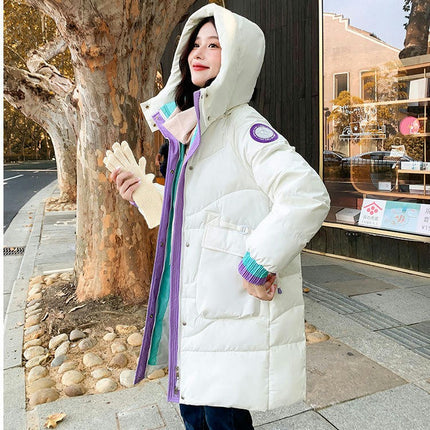 Women's Winter Hooded Padded Coat Long Puffer Jacket Outwear