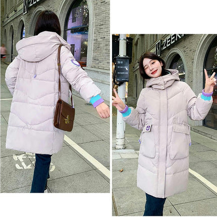 Women's Winter Hooded Padded Coat Long Puffer Jacket Outwear