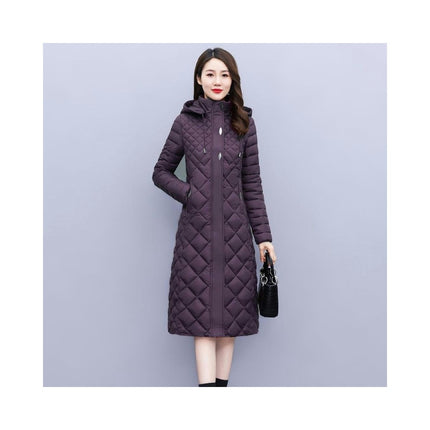 Women's Long Winter Puffer Coat Quilted Hooded Down Jacket Outwear