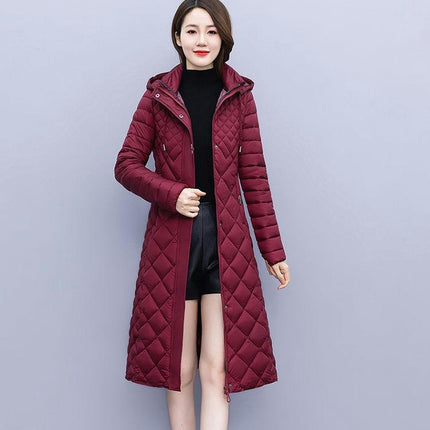 Women's Long Winter Puffer Coat Quilted Hooded Down Jacket Outwear