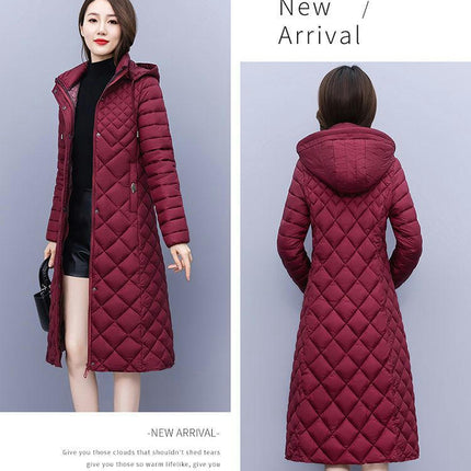 Women's Long Winter Puffer Coat Quilted Hooded Down Jacket Outwear