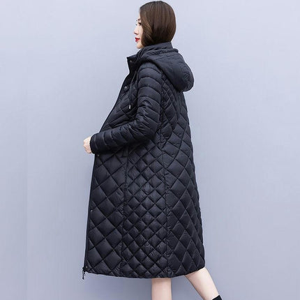 Women's Long Winter Puffer Coat Quilted Hooded Down Jacket Outwear