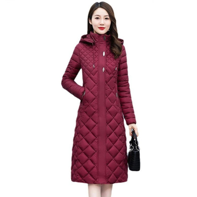 Women's Long Winter Puffer Coat Quilted Hooded Down Jacket Outwear