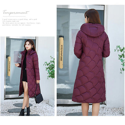 Women's Hooded Thickened Long Down Jacket Padded Puffer Coat