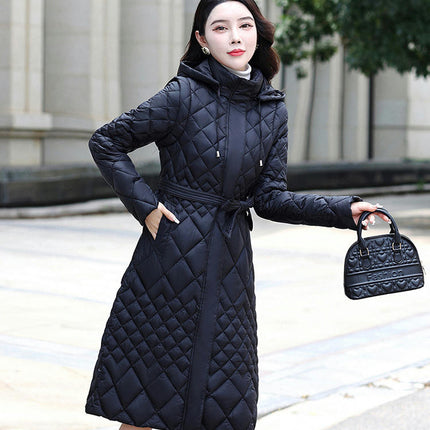 Women's Winter Hooded Puffer Jacket Outwear Long Quilted Down Coat