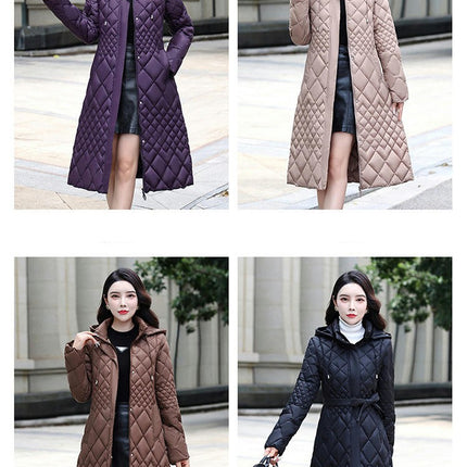 Women's Winter Hooded Puffer Jacket Outwear Long Quilted Down Coat