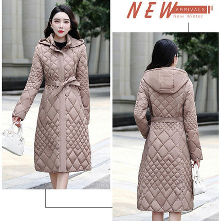 Women's Winter Hooded Puffer Jacket Outwear Long Quilted Down Coat