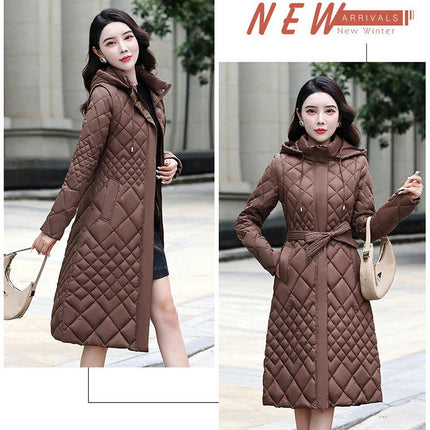 Women's Winter Hooded Puffer Jacket Outwear Long Quilted Down Coat