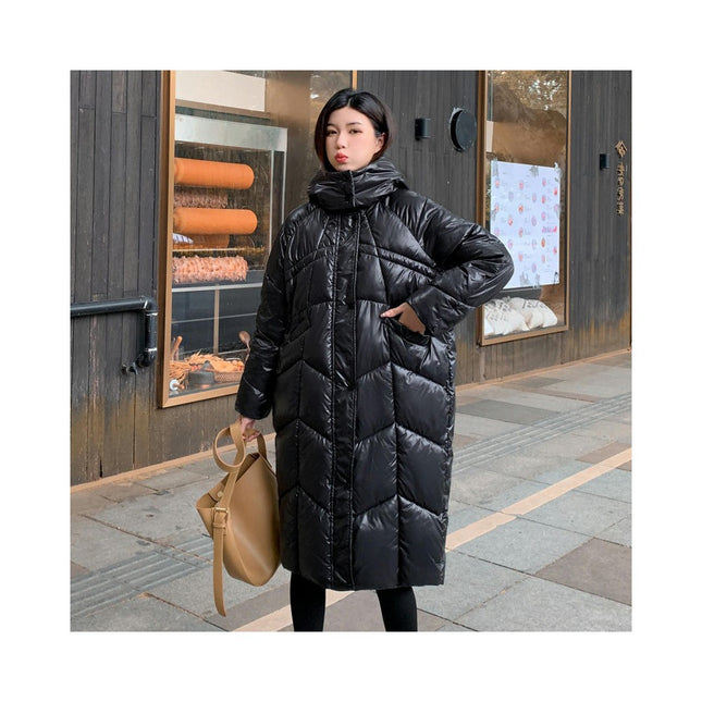 Women's Winter Hooded Jacket Outwear Long Quilted Padded Puffer Coat