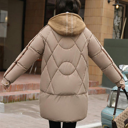 Women's Winter Puffer Jacket Zip Up Long Quilted Coats Padded Outwear with Hood