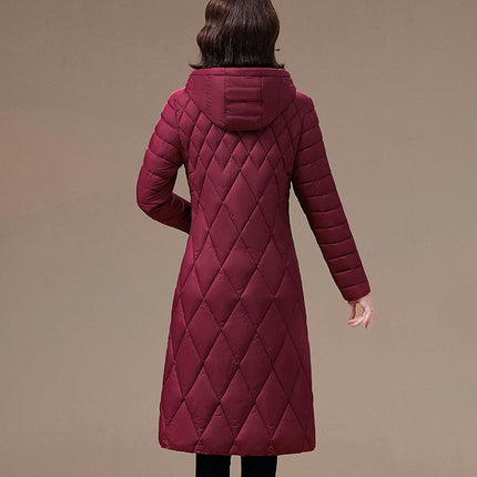 Women's Long Winter Hooded Coat Quilted Puffer Jacket Outwear