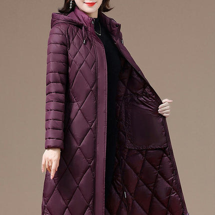 Women's Long Winter Hooded Coat Quilted Puffer Jacket Outwear