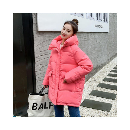 Womens Hooded Puffer Jacket Long Sleeve Padded Winter Down Coat