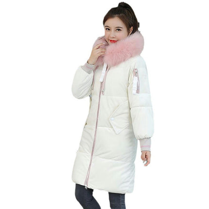 Women's Long Winter Puffer Coat Padded Jackets with Faux Fur Hood