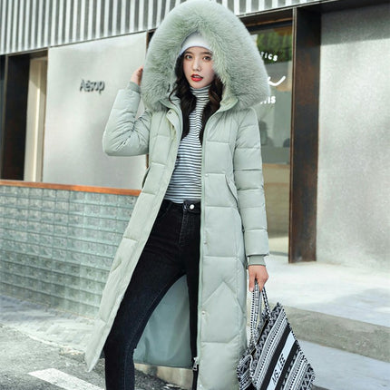 Women's Down Jacket Winter Long Coat Puffer Outwear with Faux Fur Hood