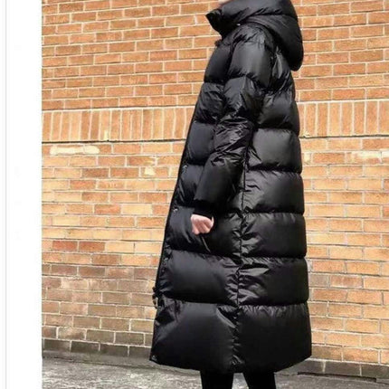 Women Long Padded Quilted Coat Winter Hooded Long Sleeve Puffer Jacket