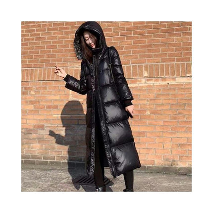 Women Long Padded Quilted Coat Winter Hooded Long Sleeve Puffer Jacket