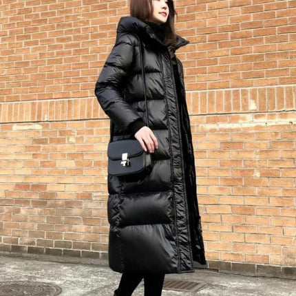 Women Long Padded Quilted Coat Winter Hooded Long Sleeve Puffer Jacket