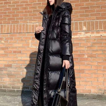 Women Long Padded Quilted Coat Winter Hooded Long Sleeve Puffer Jacket