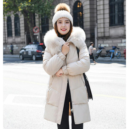 Women's Hooded Thickened Long Down Jacket Winter Puffer Outerwear