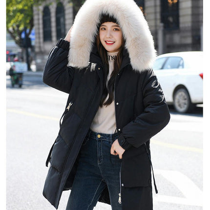 Women's Hooded Thickened Long Down Jacket Winter Puffer Outerwear