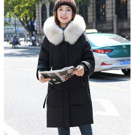 Women's Hooded Thickened Long Down Jacket Winter Puffer Outerwear