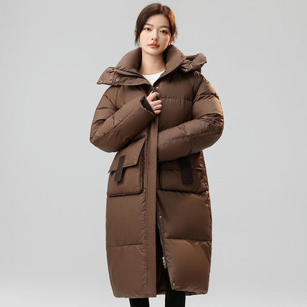 Women's Hooded Puffer Jacket Padded Down Winter Long Coat Outwear