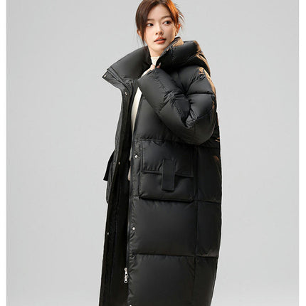 Women's Hooded Puffer Jacket Padded Down Winter Long Coat Outwear