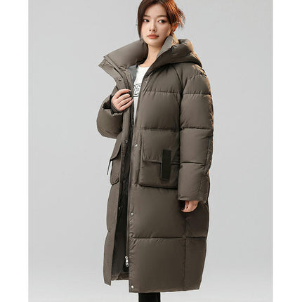 Women's Hooded Puffer Jacket Padded Down Winter Long Coat Outwear