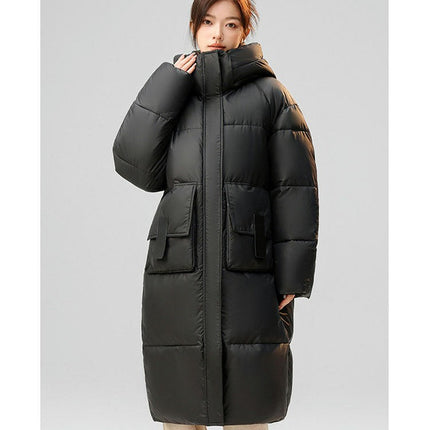 Women's Hooded Puffer Jacket Padded Down Winter Long Coat Outwear