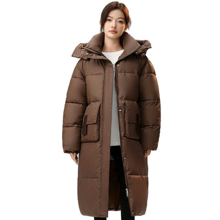 Women's Hooded Puffer Jacket Padded Down Winter Long Coat Outwear