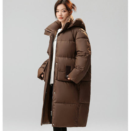 Women's Hooded Puffer Jacket Padded Down Winter Long Coat Outwear