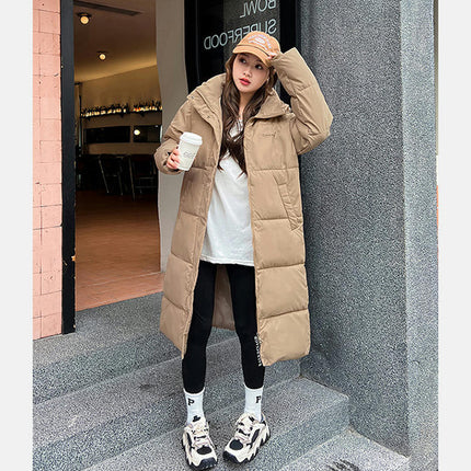 Womens Long Puffer Coat Long Sleeve Padded Winter Down Coats Hooded Outwear