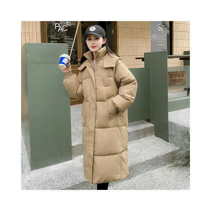 Women's Long Down Jacket Outwear Winter Padded Coat with Hood