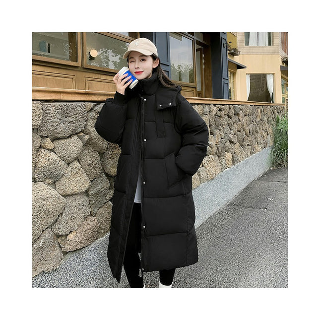 Women's Long Down Jacket Outwear Winter Padded Coat with Hood