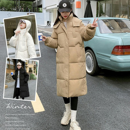 Women's Long Down Jacket Outwear Winter Padded Coat with Hood