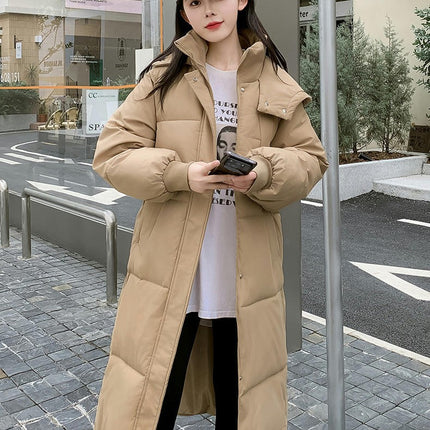 Women's Long Down Jacket Outwear Winter Padded Coat with Hood