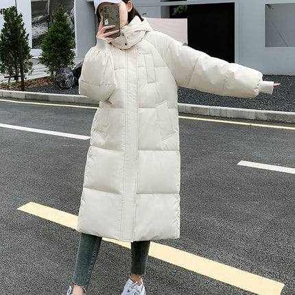 Women's Long Down Jacket Outwear Winter Padded Coat with Hood