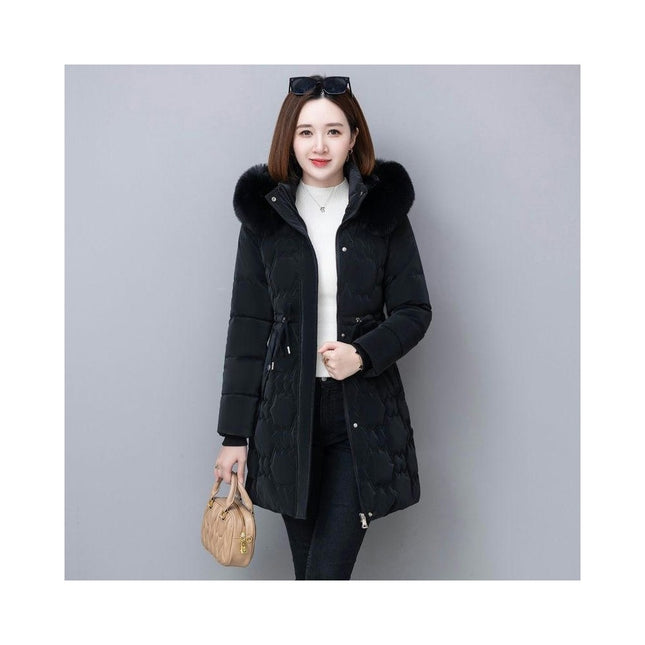 Women's Long Winter Coat Puffer Thicken Jacket with Faux Fur Hood