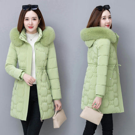 Women's Long Winter Coat Puffer Thicken Jacket with Faux Fur Hood