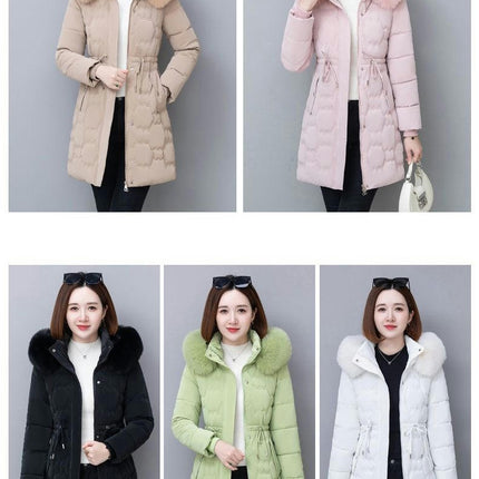 Women's Long Winter Coat Puffer Thicken Jacket with Faux Fur Hood