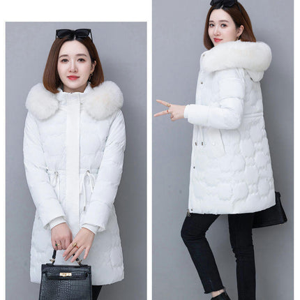 Women's Long Winter Coat Puffer Thicken Jacket with Faux Fur Hood