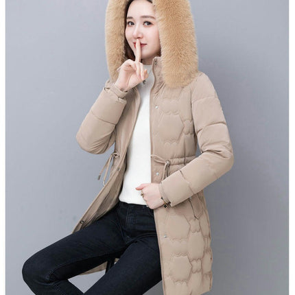 Women's Long Winter Coat Puffer Thicken Jacket with Faux Fur Hood